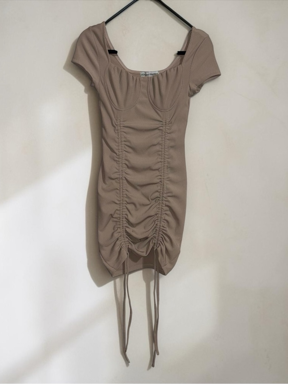 Almost Famous Taupe Ruched Mini Dress